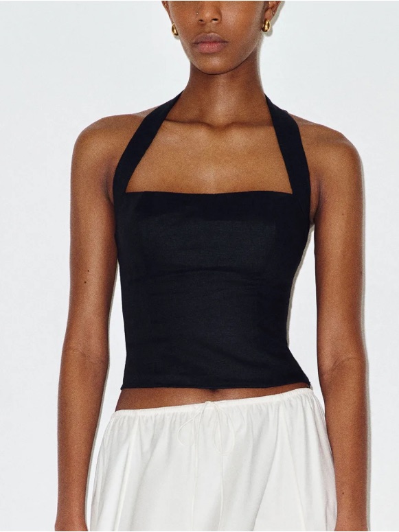 Reformation Malika Linen Halter Top